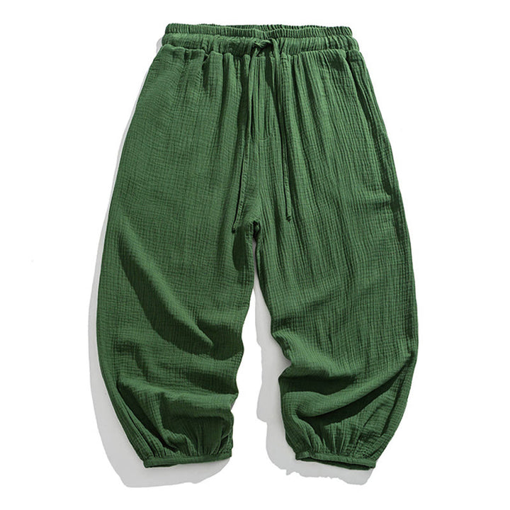 Pantaloni da uomo in cotone con coulisse, tinta unita, con tasche, motivo Buddha Stones