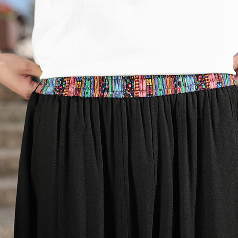 Pantaloni larghi da uomo in cotone morbido con coulisse e tasche, motivo patchwork semplice Buddha Stones - image 23