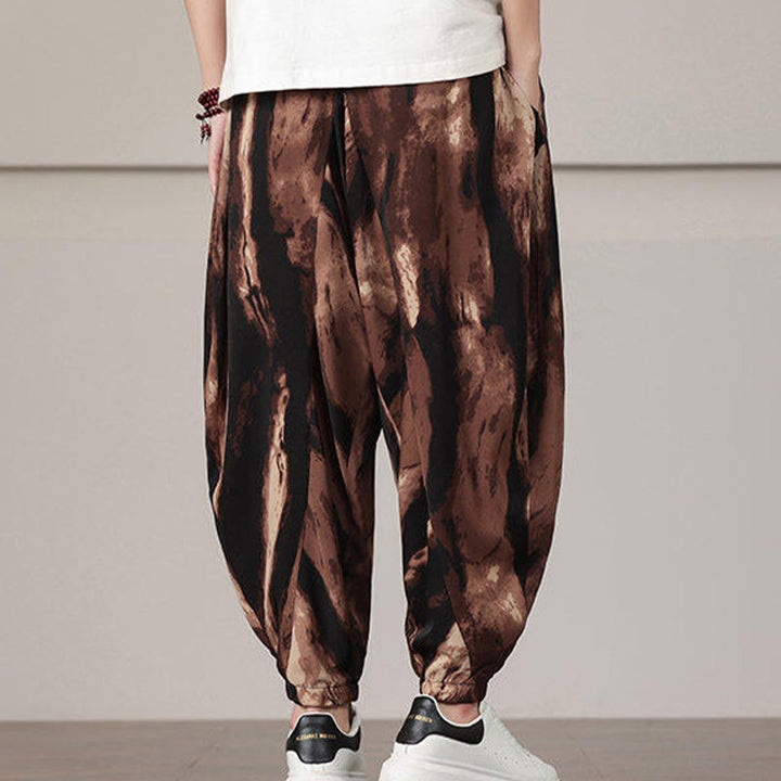 Pantaloni harem da uomo con coulisse e tasche con motivo a strisce Buddha Stones