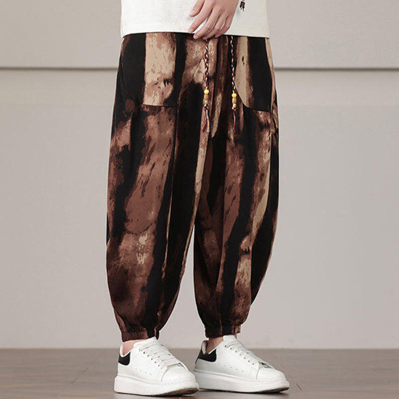 Pantaloni harem da uomo con coulisse e tasche con motivo a strisce Buddha Stones - image 13