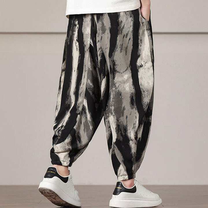 Pantaloni harem da uomo con coulisse e tasche con motivo a strisce Buddha Stones