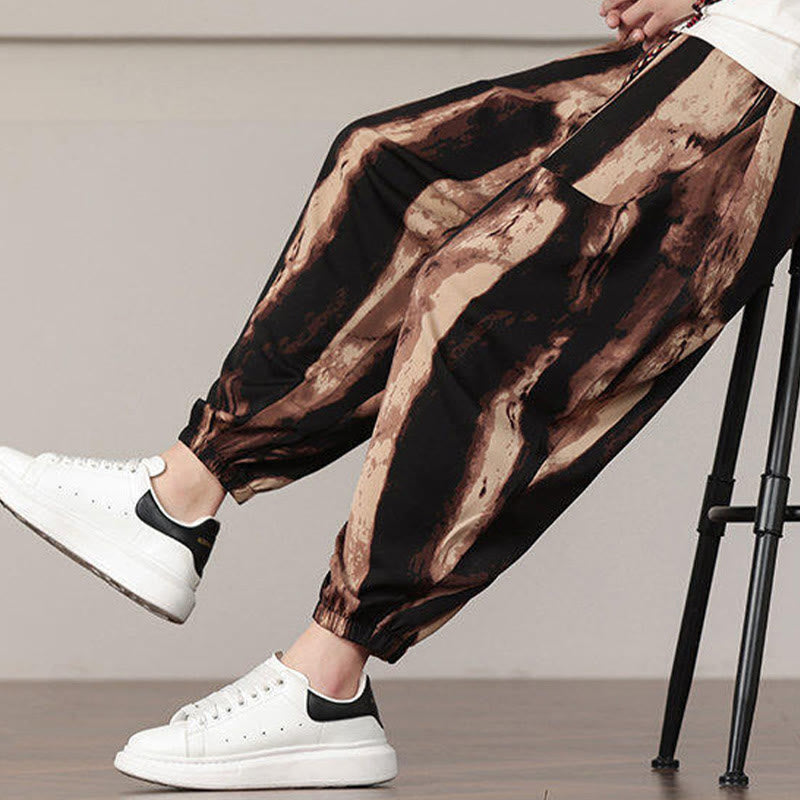 Pantaloni harem da uomo con coulisse e tasche con motivo a strisce Buddha Stones - image 15