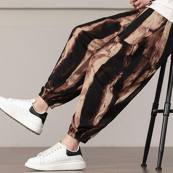 Pantaloni harem da uomo con coulisse e tasche con motivo a strisce Buddha Stones - image 15