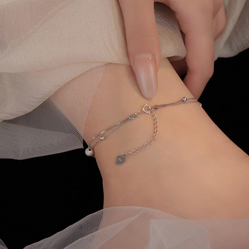 Buddha Stones 925 Sterling Silver Ginkgo Leaf Doppio Strato di Protezione Cavigliera - image 4