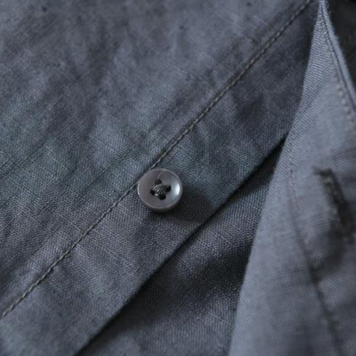 Camicia da uomo in lino e cotone con bottoni, a maniche corte, stile semplice, Buddha Stones - image 18