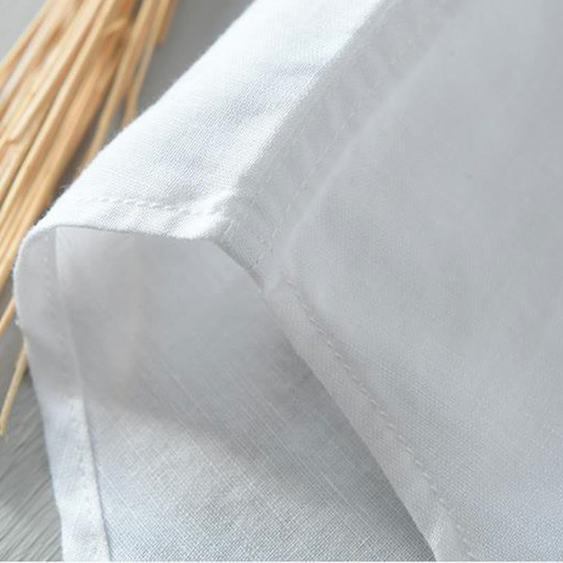 Camicia da uomo in lino e cotone con bottoni, a maniche corte, stile semplice, Buddha Stones - image 9