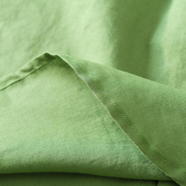 Camicia da uomo in lino e cotone con bottoni, a maniche corte, stile semplice, Buddha Stones