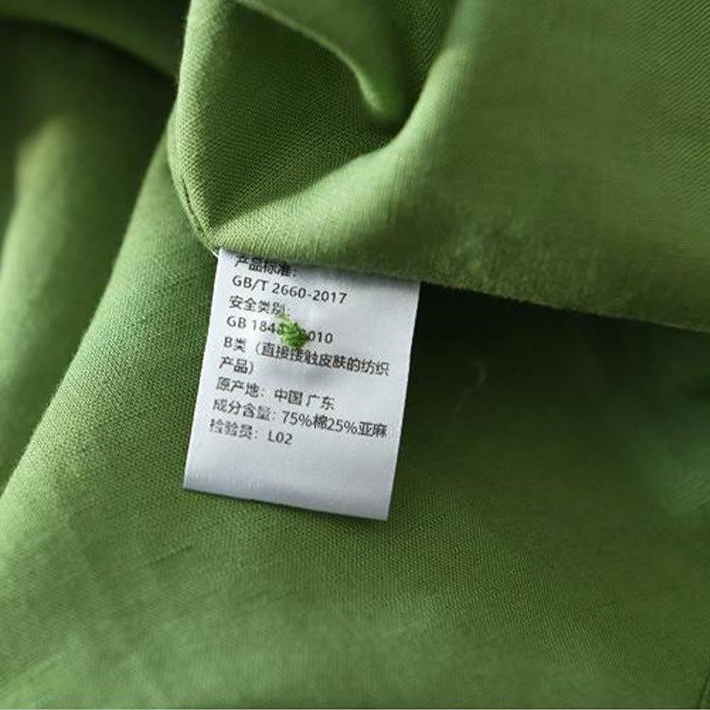 Camicia da uomo in lino e cotone con bottoni, a maniche corte, stile semplice, Buddha Stones - image 6