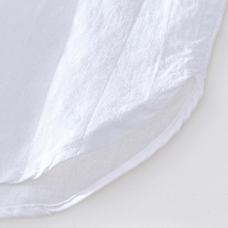 Camicia da uomo in cotone ramiè con scollo a V e maniche corte con bottoni Buddha Stones - image 18