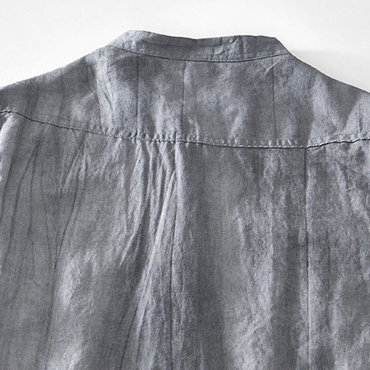 Camicia da uomo in cotone ramiè con scollo a V e maniche corte con bottoni Buddha Stones - image 3