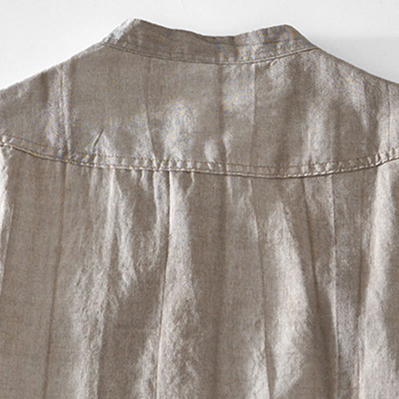 Camicia da uomo in cotone ramiè con scollo a V e maniche corte con bottoni Buddha Stones - image 9