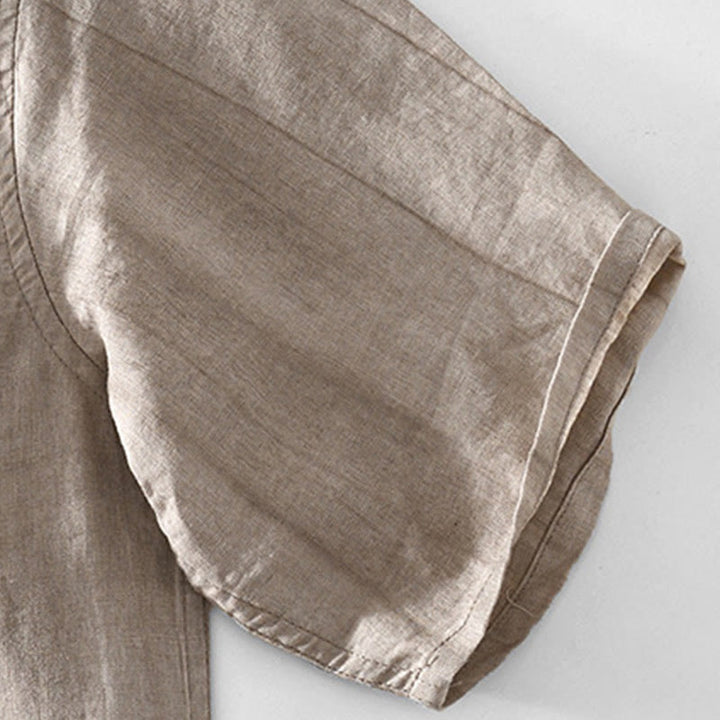 Camicia da uomo in cotone ramiè con scollo a V e maniche corte con bottoni Buddha Stones - image 10