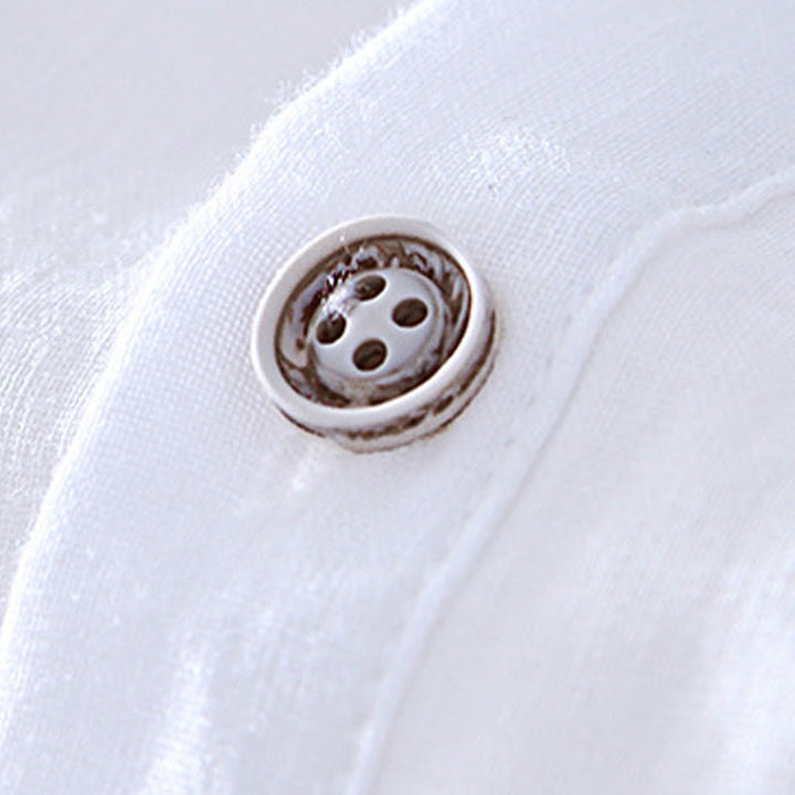 Camicia da uomo in cotone ramiè con scollo a V e maniche corte con bottoni Buddha Stones - image 15