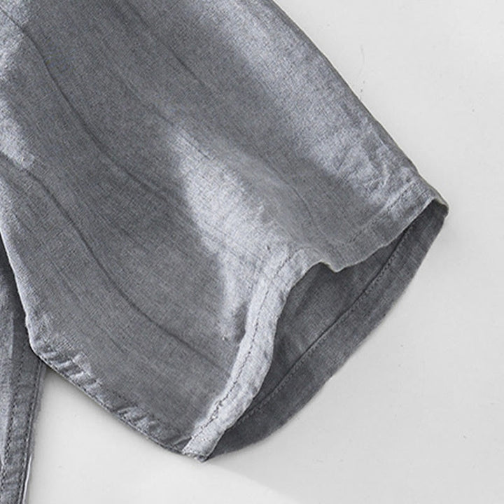 Camicia da uomo in cotone ramiè con scollo a V e maniche corte con bottoni Buddha Stones - image 4