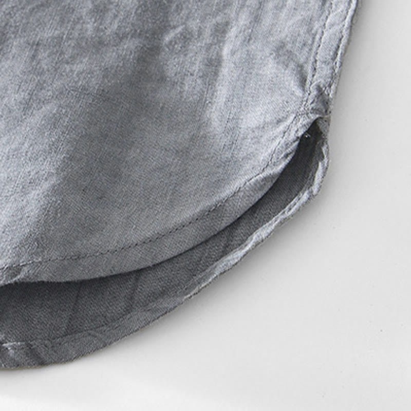 Camicia da uomo in cotone ramiè con scollo a V e maniche corte con bottoni Buddha Stones - image 6