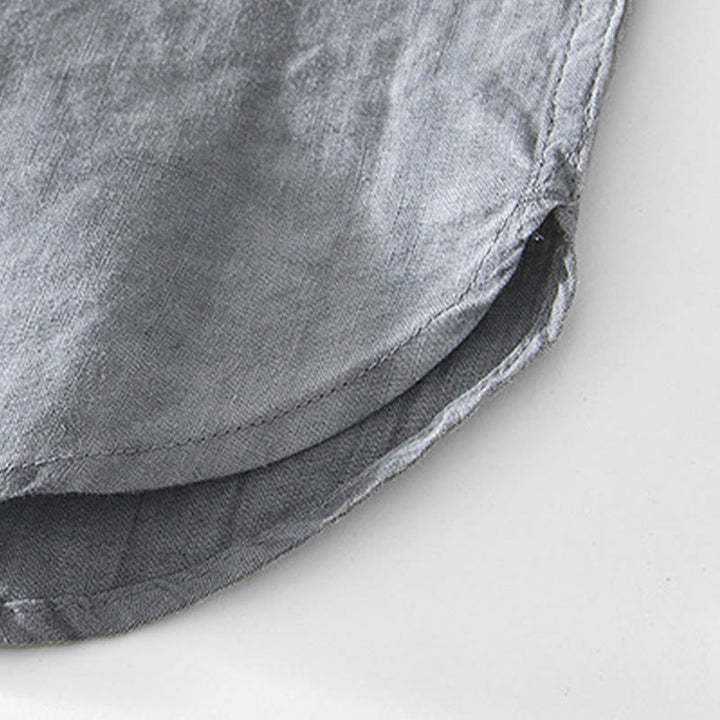 Camicia da uomo in cotone ramiè con scollo a V e maniche corte con bottoni Buddha Stones - image 6