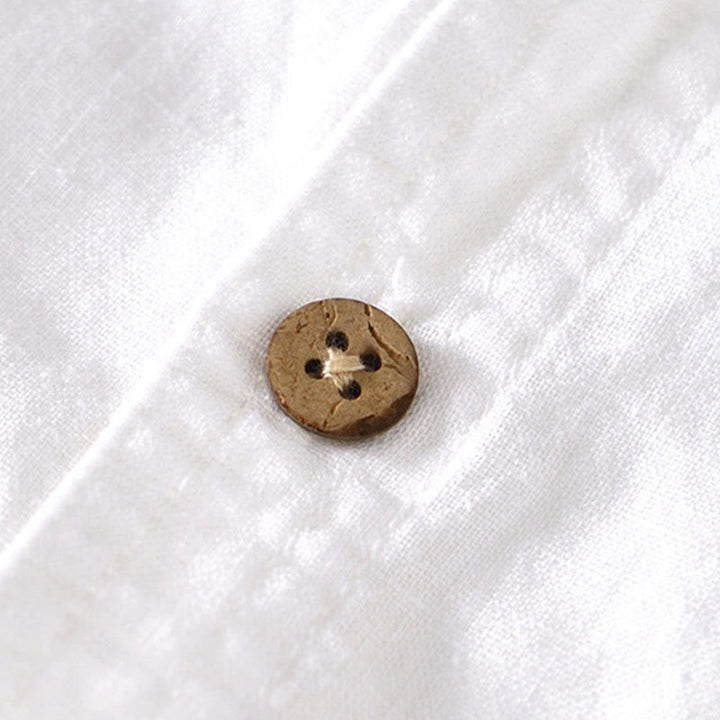 Camicia da uomo a maniche corte in cotone e lino con colletto alla coreana e mezza abbottonatura, modello estivo Buddha Stones. - image 10