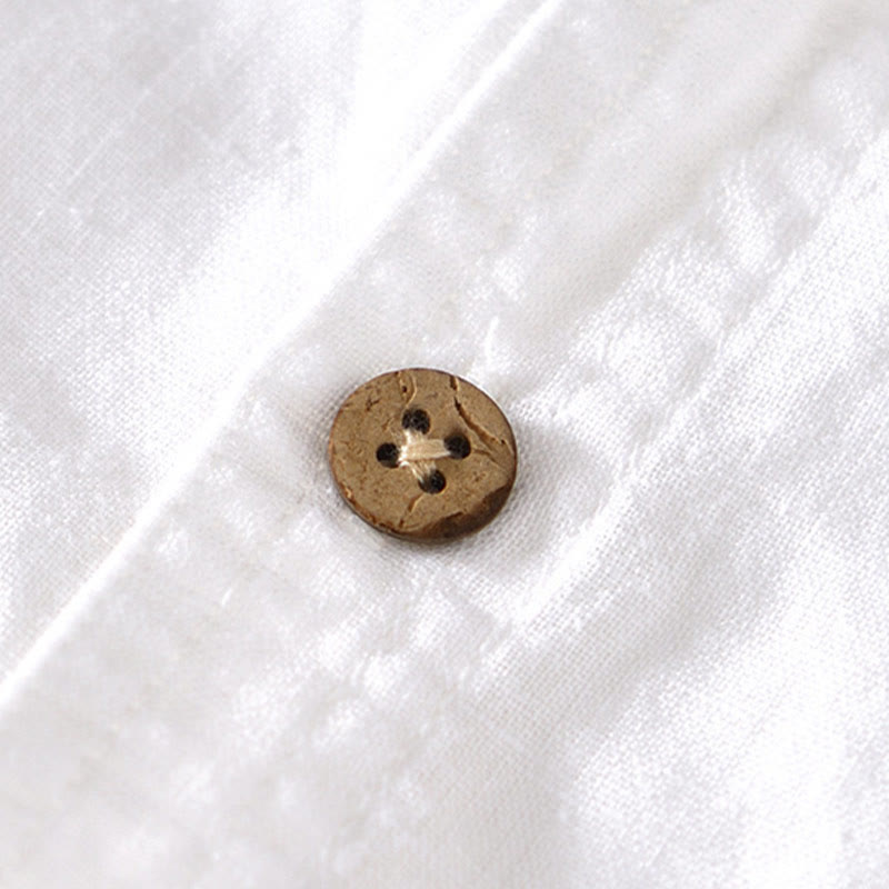 Camicia da uomo a maniche corte in cotone e lino con colletto alla coreana e mezza abbottonatura, modello estivo Buddha Stones. - image 10