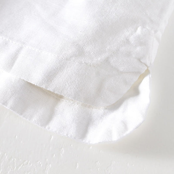 Camicia da uomo in cotone e lino con mezza abbottonatura e colletto alla coreana, manica corta, motivo Buddha Stones Summer - image 12