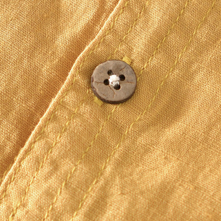 Camicia da uomo a maniche corte in cotone e lino con colletto alla coreana e mezza abbottonatura, modello estivo Buddha Stones. - image 16