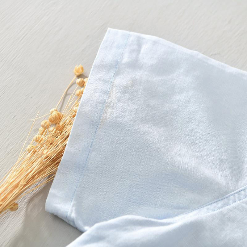 Camicia da uomo in cotone e lino con maniche corte e bottoni, motivo Buddha Stones , semplice e casual - image 14