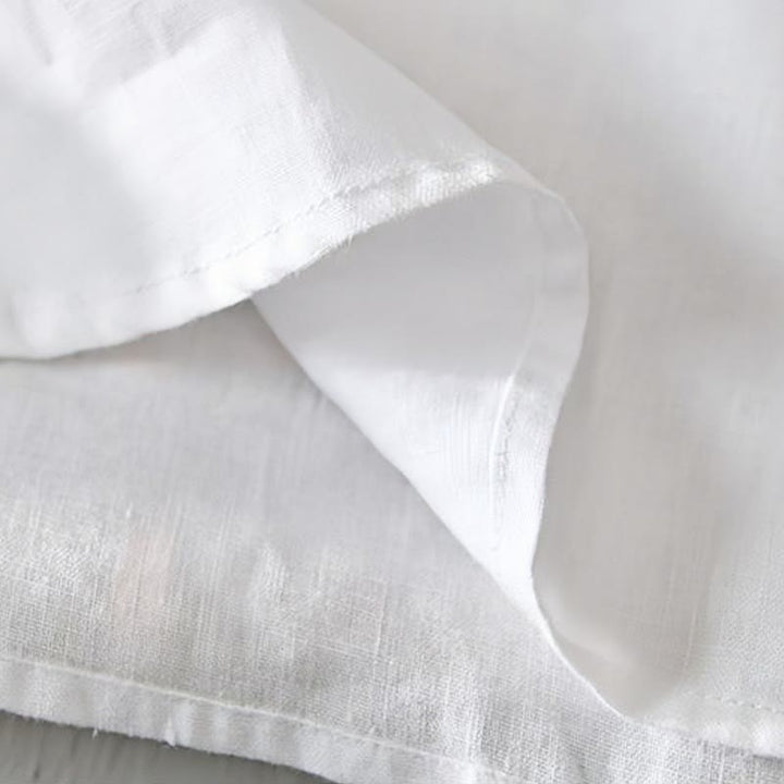 Camicia da uomo in lino con mezza manica e bottoni, tinta unita, con colletto alla coreana , Buddha Stones Daily