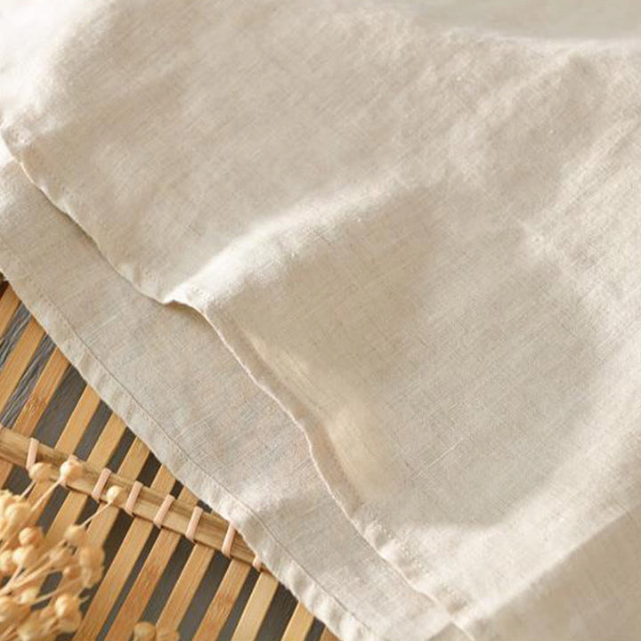 Camicia da uomo in lino con mezza manica e bottoni, tinta unita, con colletto alla coreana , Buddha Stones Daily