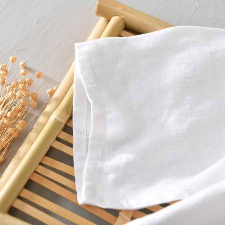 Camicia da uomo in lino con mezza manica e bottoni, tinta unita, con colletto alla coreana , Buddha Stones Daily - image 9