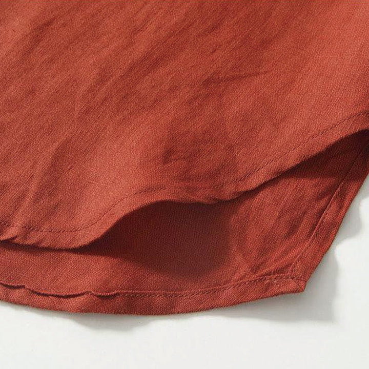 Camicia da uomo in lino a maniche corte con colletto alla coreana e bottoni a Buddha Stones Daily - image 26