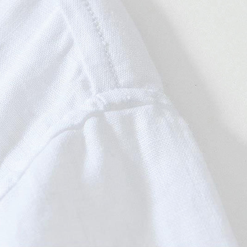 Camicia da uomo in lino a maniche corte con colletto alla coreana e bottoni a Buddha Stones Daily - image 8