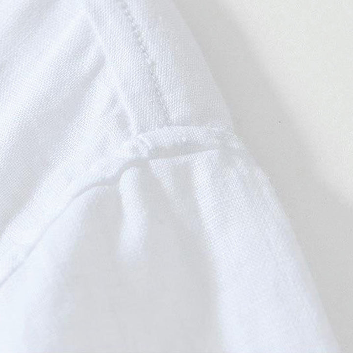 Camicia da uomo in lino a maniche corte con colletto alla coreana e bottoni a Buddha Stones Daily - image 8