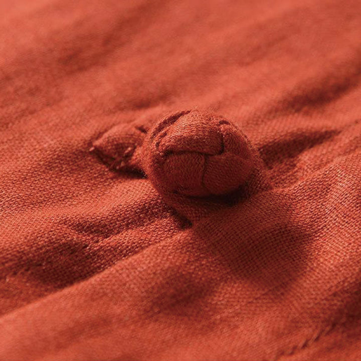 Camicia da uomo in lino a maniche corte con colletto alla coreana e bottoni a Buddha Stones Daily - image 25