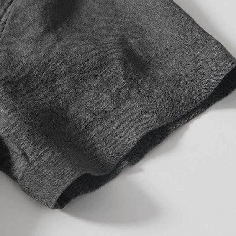 Camicia da uomo in lino a maniche corte con colletto alla coreana e bottoni a Buddha Stones Daily - image 5