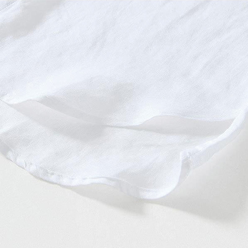 Camicia da uomo in lino a maniche corte con colletto alla coreana e bottoni a Buddha Stones Daily - image 11