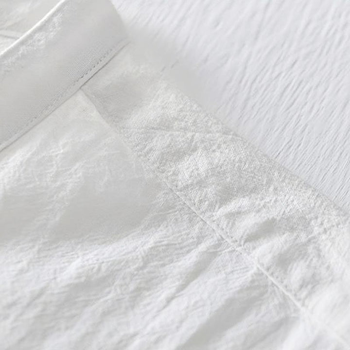 Camicia da uomo in cotone e lino con maniche corte, collo alla coreana, bottoni a rana Buddha Stones