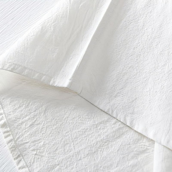 Camicia da uomo in cotone e lino con maniche corte, collo alla coreana, bottoni a rana Buddha Stones