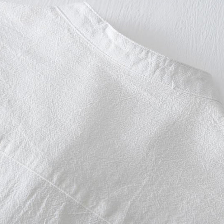 Camicia da uomo in cotone e lino con maniche corte, collo alla coreana, bottoni a rana Buddha Stones - image 16