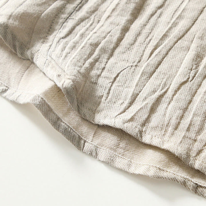 Camicia da uomo in lino ramiè con risvolto semplice e bottoni a metà, motivo Buddha Stones - image 5