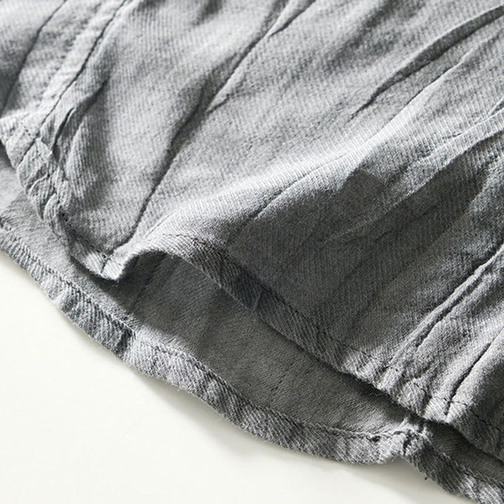 Camicia da uomo in lino ramiè con risvolto semplice e bottoni a metà, motivo Buddha Stones