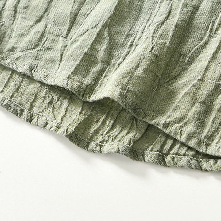 Camicia da uomo in lino ramiè con risvolto semplice e bottoni a metà, motivo Buddha Stones
