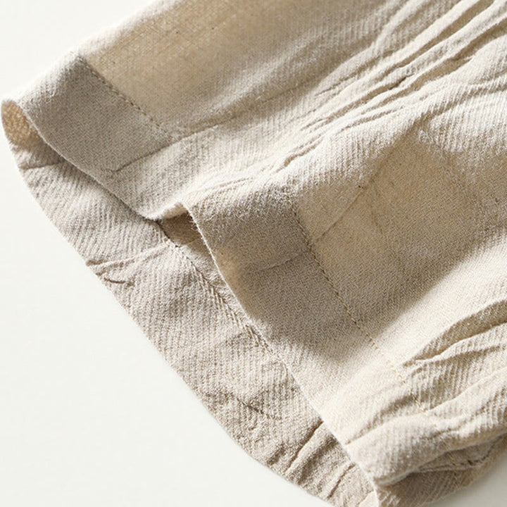 Camicia da uomo in lino ramiè con risvolto semplice e bottoni a metà, motivo Buddha Stones - image 4