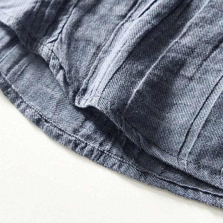 Camicia da uomo in lino ramiè con risvolto semplice e bottoni a metà, motivo Buddha Stones