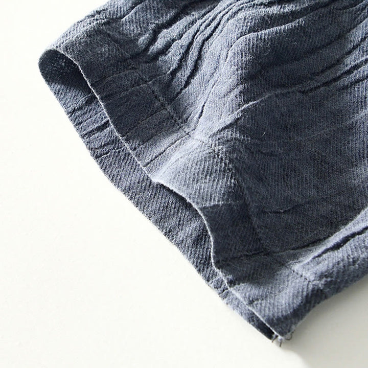 Camicia da uomo in lino ramiè con risvolto semplice e bottoni a metà, motivo Buddha Stones