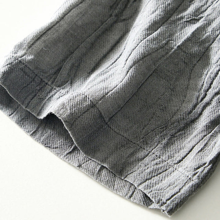 Camicia da uomo in lino ramiè con risvolto semplice e bottoni a metà, motivo Buddha Stones
