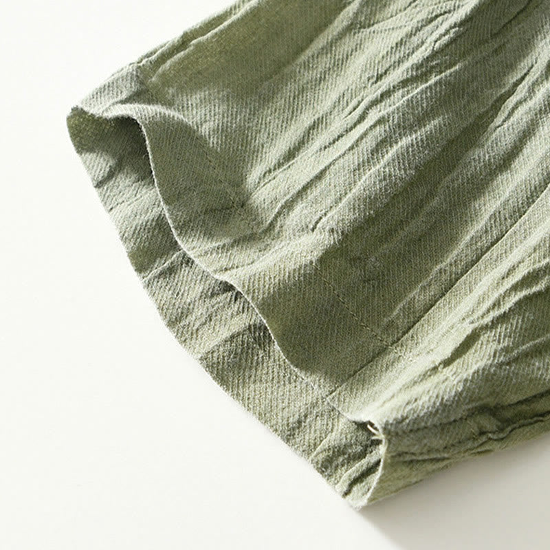 Camicia da uomo in lino ramiè con risvolto semplice e bottoni a metà, motivo Buddha Stones