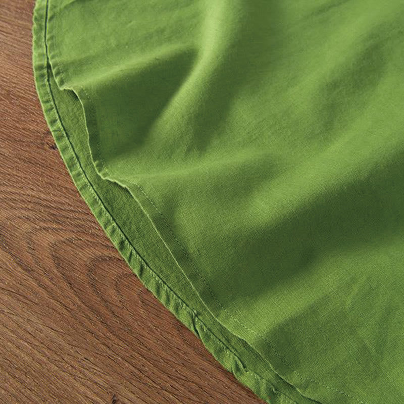 Camicia da uomo in cotone e lino con collo alto, mezza abbottonatura, motivo gru, ricamo morbido Buddha Stones - image 16