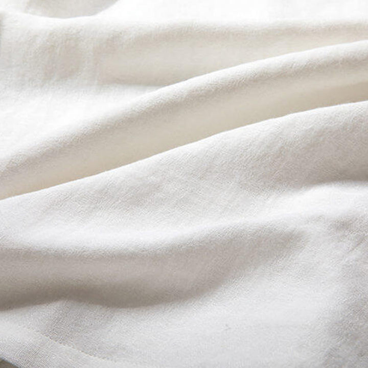 Camicia da uomo in lino con maniche a tre quarti e bottoni a rana bianchi Buddha Stones - image 3