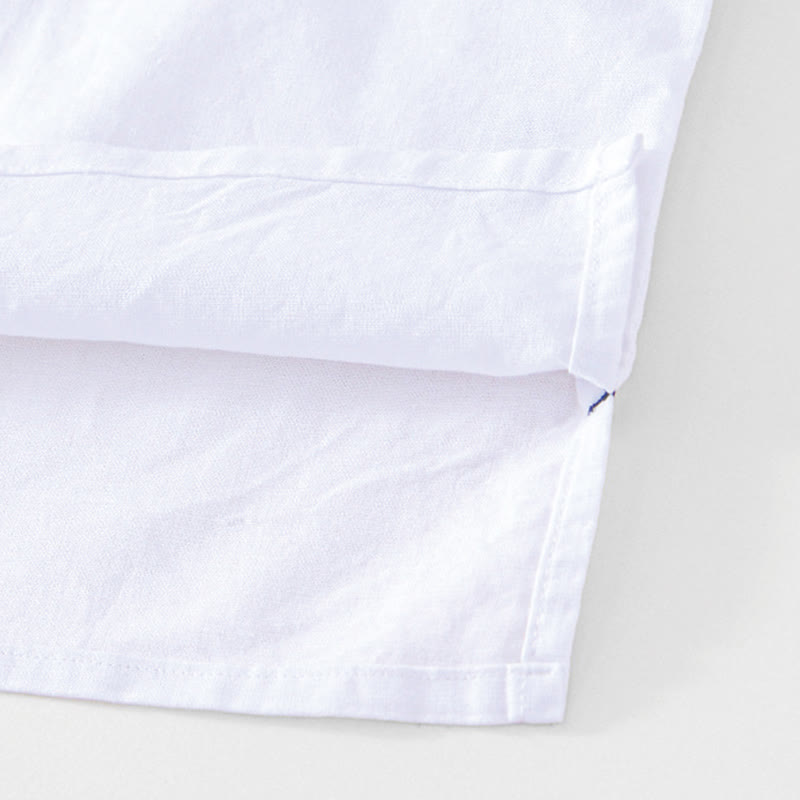 Camicia da uomo in cotone e lino con bottoni a mezza manica, modello Buddha Stones, morbida e semplice, con scollo a giro e bottoni a rana - image 20