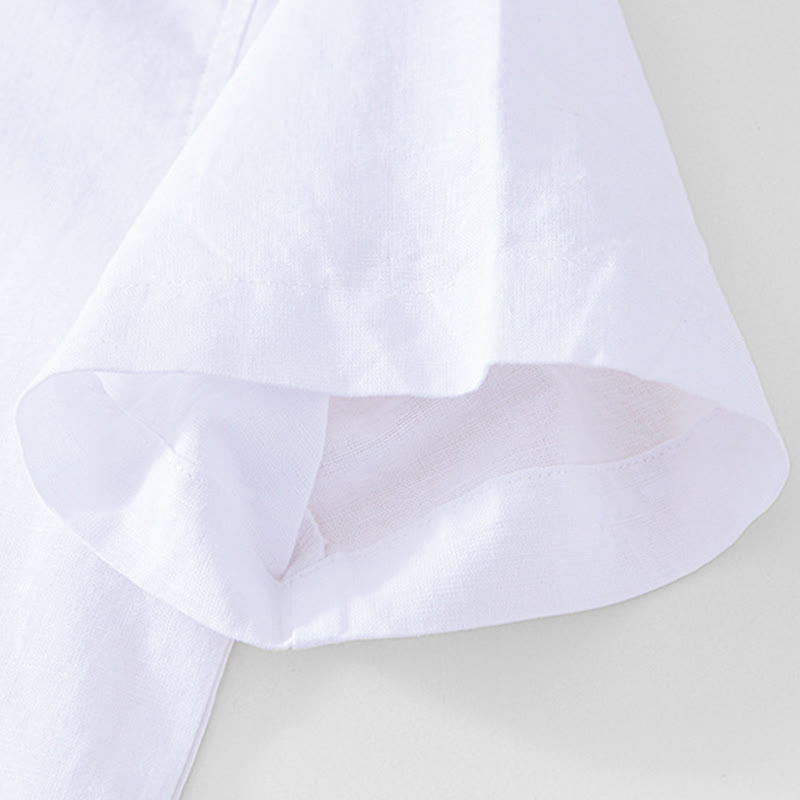 Camicia da uomo in cotone e lino con bottoni a mezza manica, modello Buddha Stones, morbida e semplice, con scollo a giro e bottoni a rana - image 19