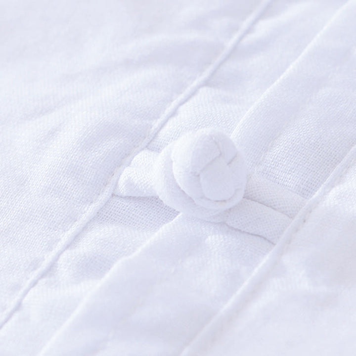 Camicia da uomo in cotone e lino con bottoni a mezza manica, modello Buddha Stones, morbida e semplice, con scollo a giro e bottoni a rana